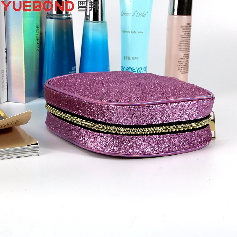 Purple glitter makeup bag